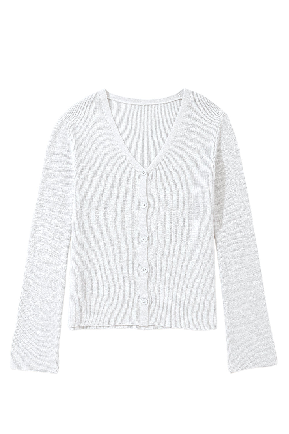 KaleaBoutique Stylish Lightweight Ribbed Knit Button Front V Neck Cardigan - KaleaBoutique.com