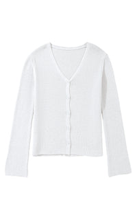 KaleaBoutique Stylish Lightweight Ribbed Knit Button Front V Neck Cardigan - KaleaBoutique.com