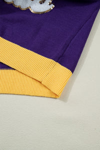 Colorblock Patchwork Fuzzy Mardi Gras Graphic Sweater - KaleaBoutique.com