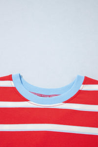 KaleaBoutique Stylish Striped Bow Tie Hollowed Back 7/8 Sleeve Casual T-Shirt - KaleaBoutique.com