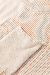 KaleaBoutique Comfortable Solid Color Mixed Knits Patch Pocket Short Sleeve Sweater - KaleaBoutique.com