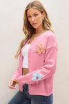 Cute Knitted Floral Pattern Button Up Cardigan - KaleaBoutique.com