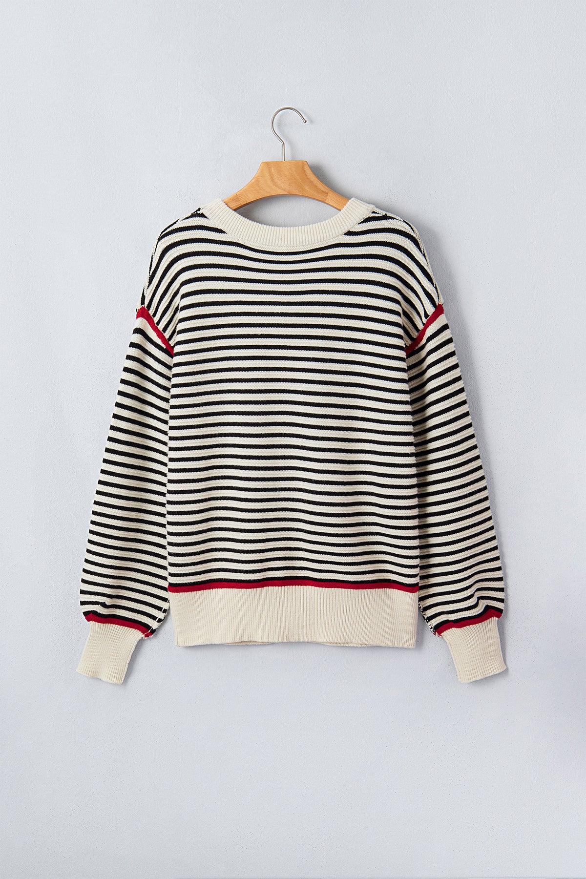 Ribbed Trim Drop Shoulder Oversized Sweater - KaleaBoutique.com