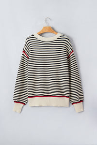 Ribbed Trim Drop Shoulder Oversized Sweater - KaleaBoutique.com
