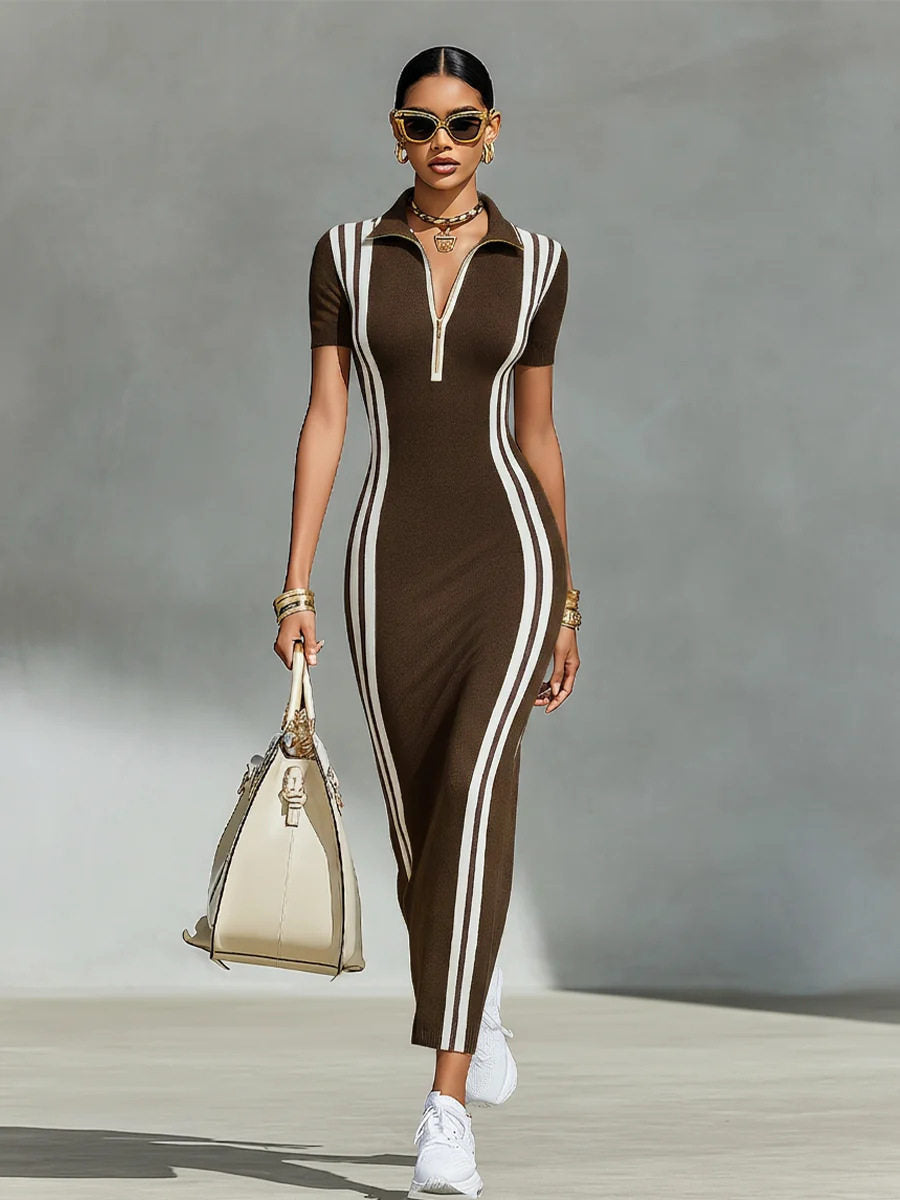 New Slim-fit White-striped Womens Dress - KaleaBoutique.com