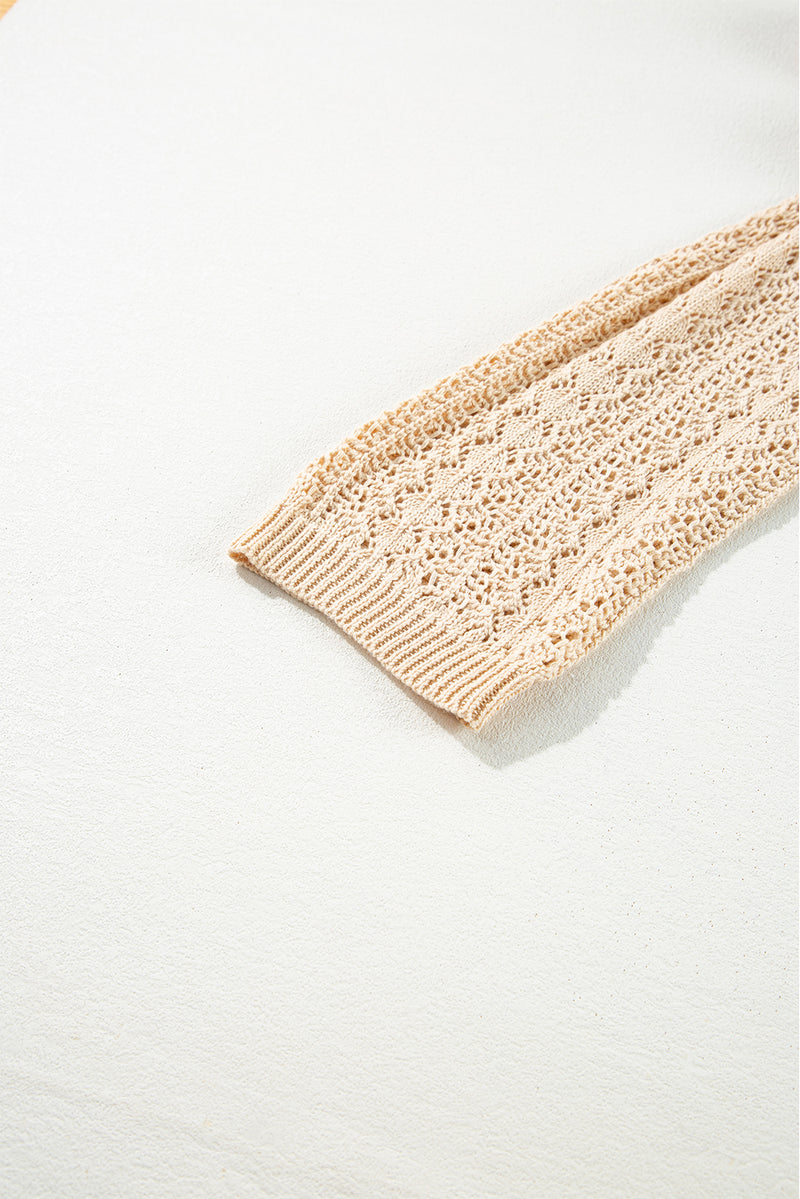 Hollow Out Knit Drop Shoulder Open Front Cardigan - KaleaBoutique.com