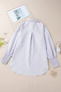 KaleaBoutique Stylish Striped Shirred Cuff Buttoned Loose Fit Shirt - KaleaBoutique.com