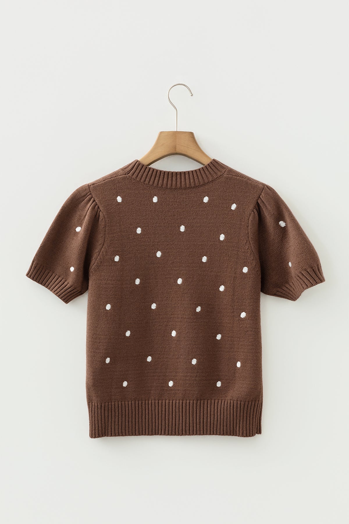 KaleaBoutique Comfortable Elegant Polka Dot Bubble Short Sleeve Sweater - KaleaBoutique.com