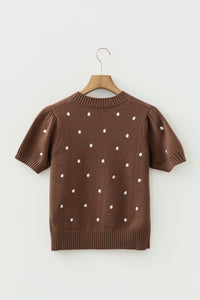 KaleaBoutique Comfortable Elegant Polka Dot Bubble Short Sleeve Sweater - KaleaBoutique.com