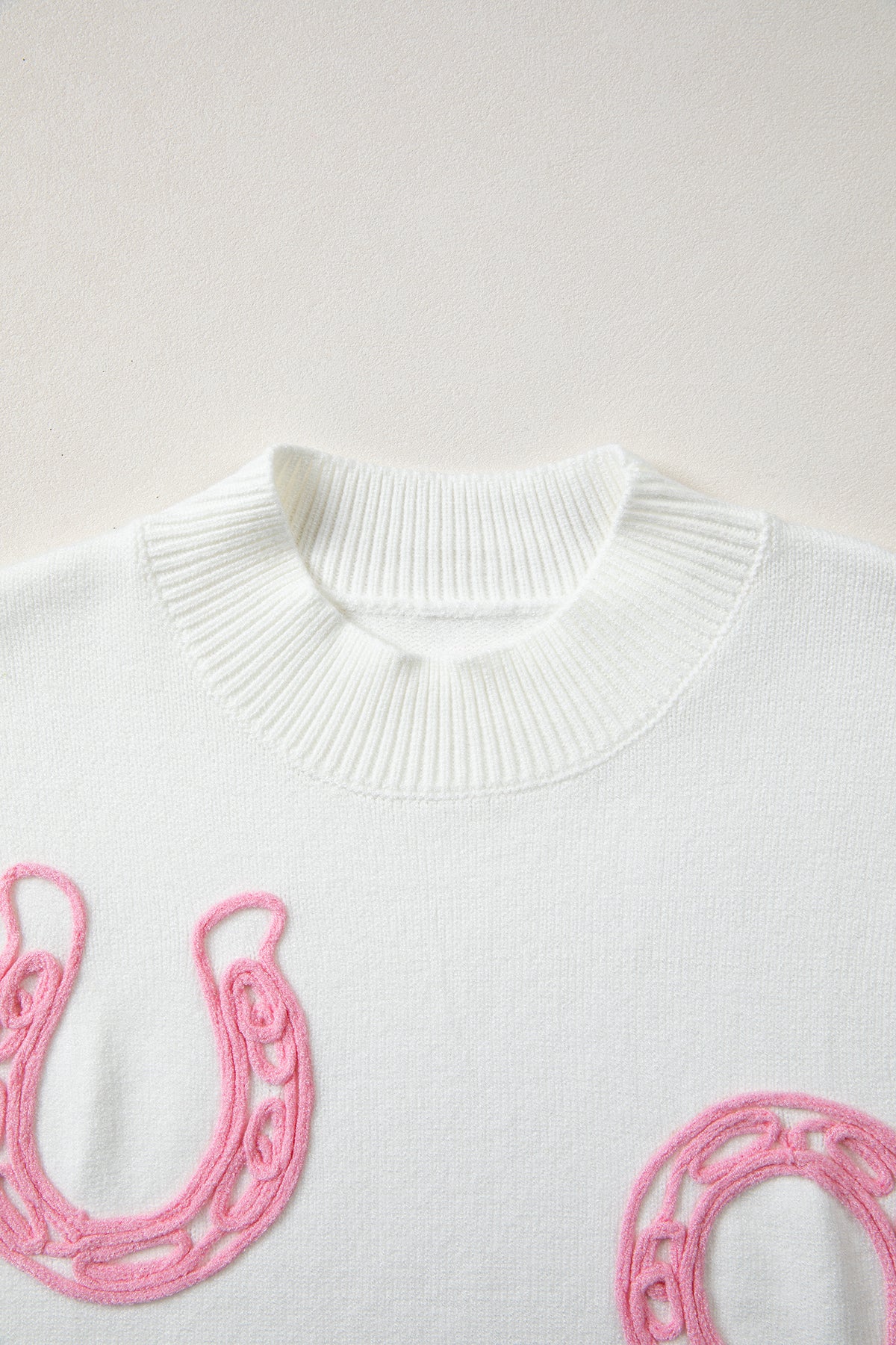 KaleaBoutique Stylish Corded Horseshoes Ribbed Trim Mock Neck Short Sleeve Sweater - KaleaBoutique.com