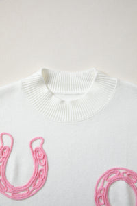KaleaBoutique Stylish Corded Horseshoes Ribbed Trim Mock Neck Short Sleeve Sweater - KaleaBoutique.com