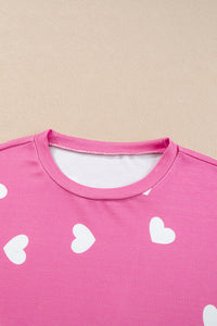 KaleaBoutique Comfortable Valentine Heart Print Long Sleeve Tee and Shorts Lounge Set - KaleaBoutique.com