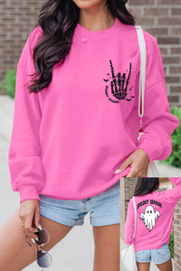 Bonbon Skeleton Hand Graphic Halloween Sweatshirt - KaleaBoutique.com