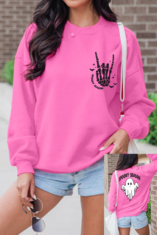 Bonbon Skeleton Hand Graphic Halloween Sweatshirt - KaleaBoutique.com