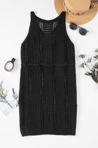 Crochet Hollow-out Sleeveless Beach Dress with Drawstring - KaleaBoutique.com