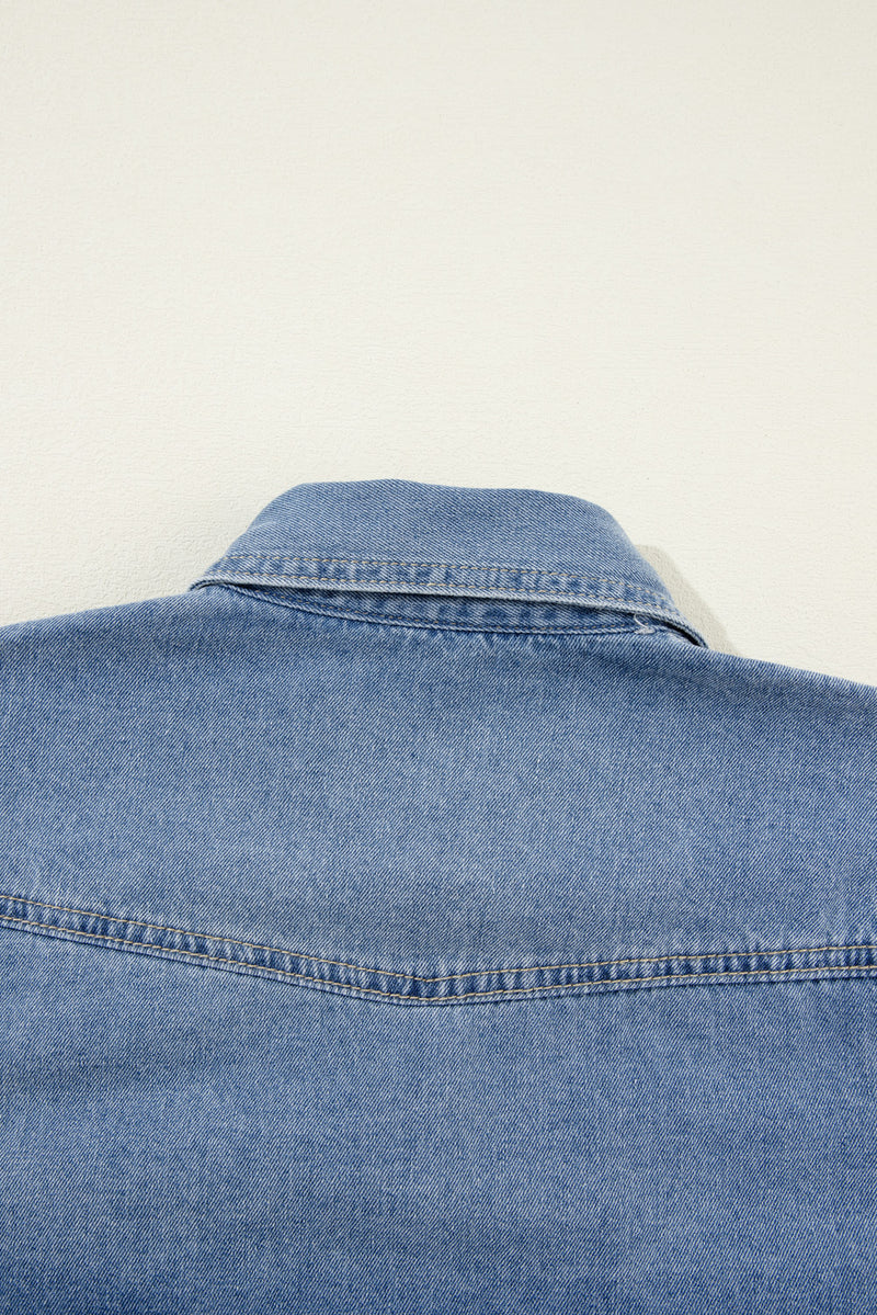KaleaBoutique Flap Pockets Slim Buttoned Denim Shirt - KaleaBoutique.com