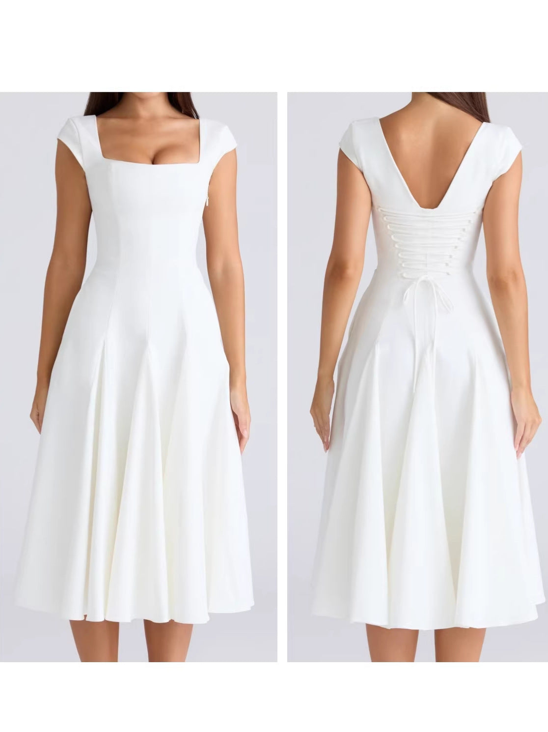 Back-strap Waist-cinching Elegant A-line Dress - KaleaBoutique.com