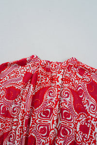 KaleaBoutique Stylish Paisley Print Side Slit Puff Sleeve High Waist Maxi Dress - KaleaBoutique.com