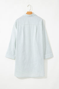 Collared V Neck Chest Pocket Long Sleeve Beach Cover up - KaleaBoutique.com