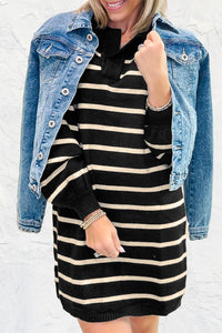 KaleaBoutique Stylish Polo Collar Puff Sleeve Sweater Mini Dress - KaleaBoutique.com