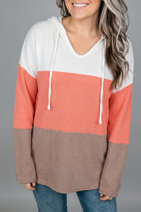 KaleaBoutique Stylish Ribbed Colorblock Hooded Pullover Long Sleeve Top - KaleaBoutique.com