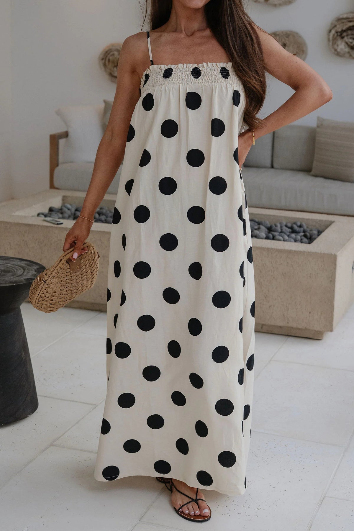 KaleaBoutique Stylish Polka Dot Spaghetti Straps Maxi Dress - KaleaBoutique.com