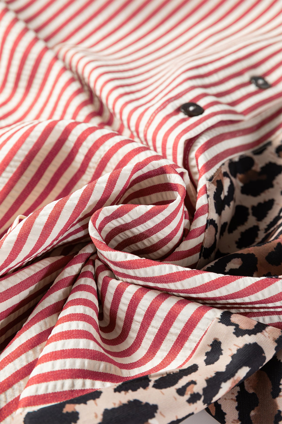 KaleaBoutique Stylish Striped Leopard Print Patchwork Button Up Womens Shirt - KaleaBoutique.com