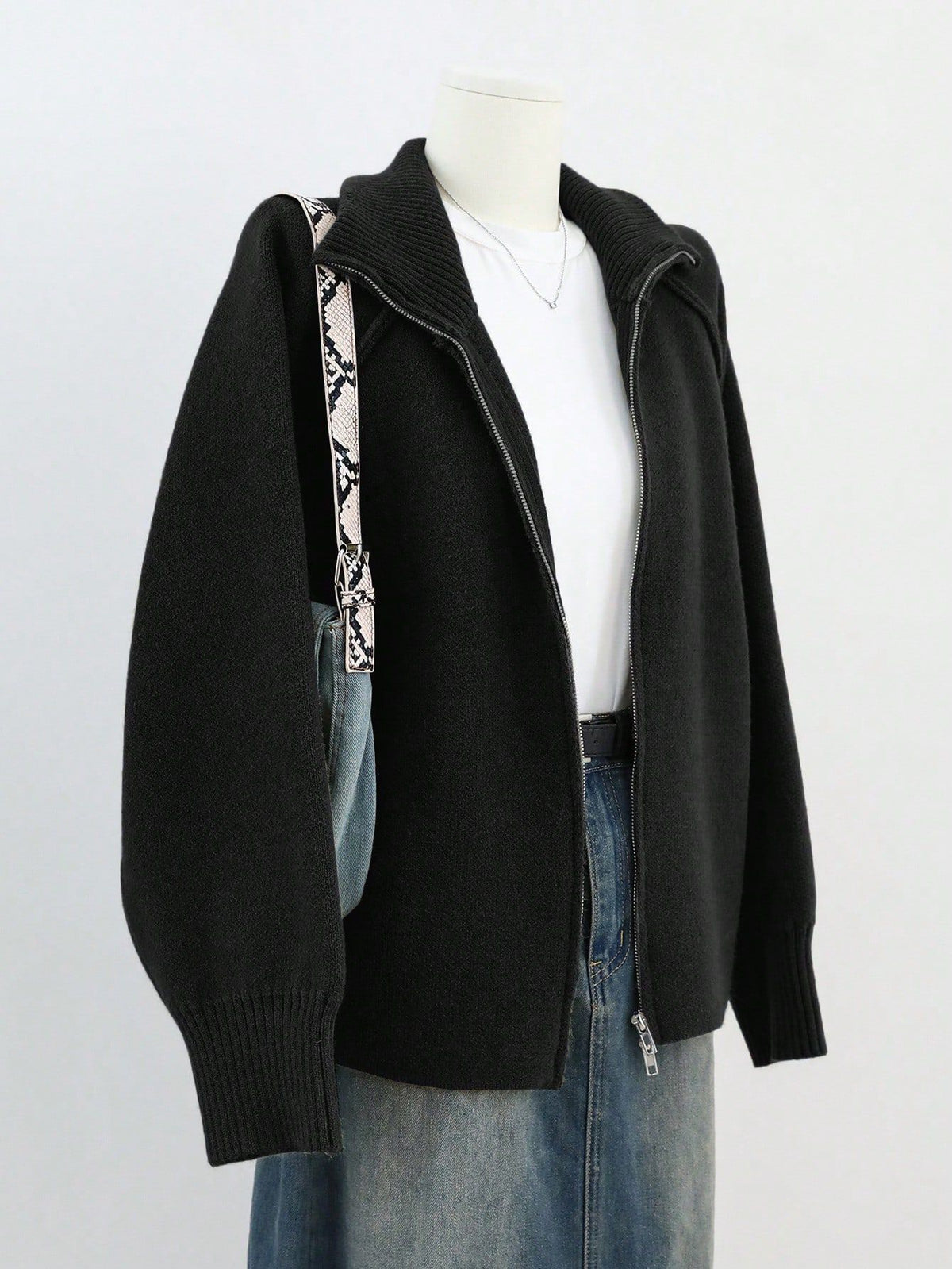 Women's Full-Zip Ribbed-Collar Tight Knit Cardigan - KaleaBoutique.com
