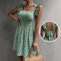 Women's Square-Neck Ruffle-Strap A-Line Mini Dress - KaleaBoutique.com