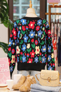 KaleaBoutique Stylish Floral Print V Neck Buttoned Short Cardigan Sweater - KaleaBoutique.com