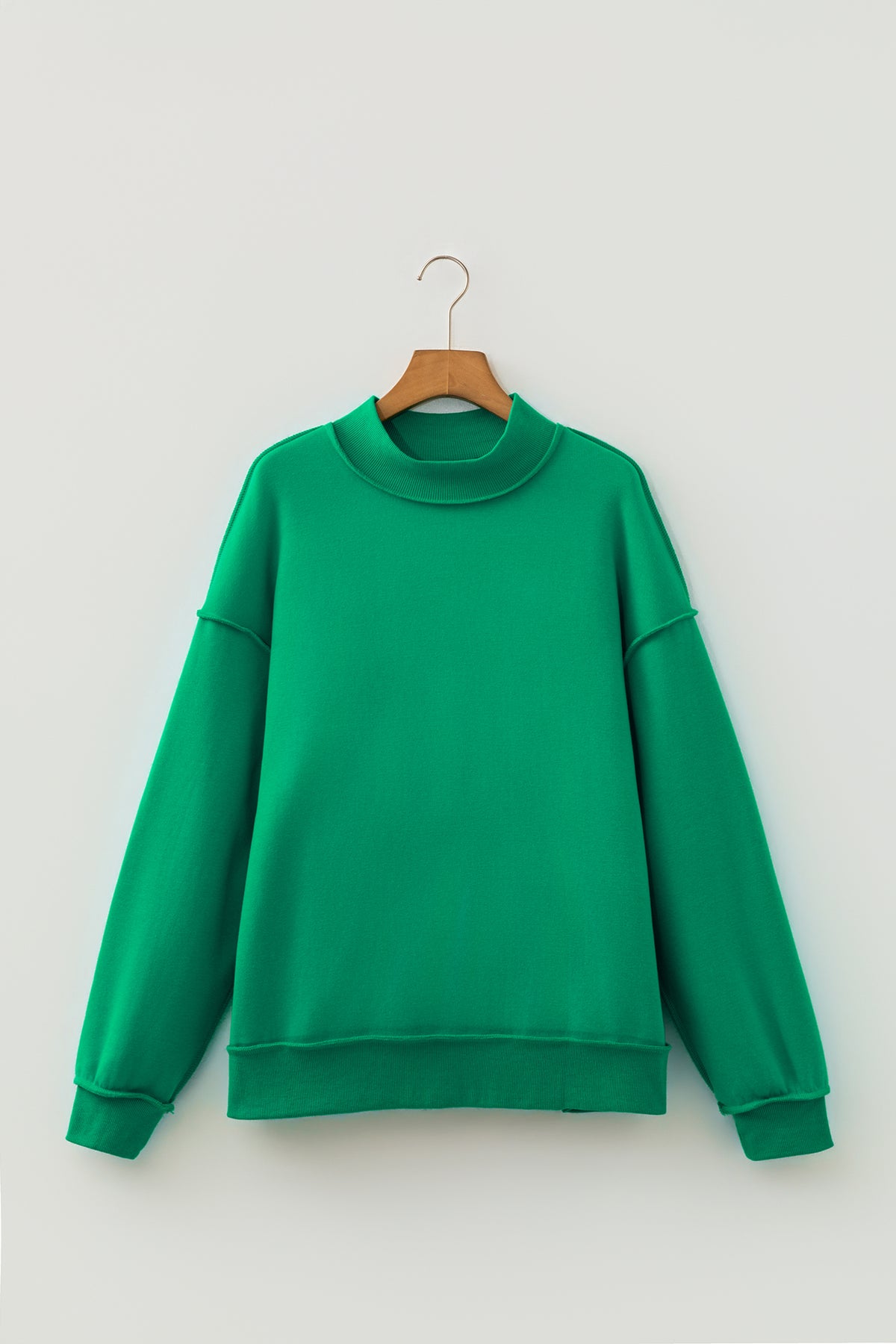 KaleaBoutique Comfortable Oversize Drop Shoulder Reversible Mock Neck Sweatshirt - KaleaBoutique.com