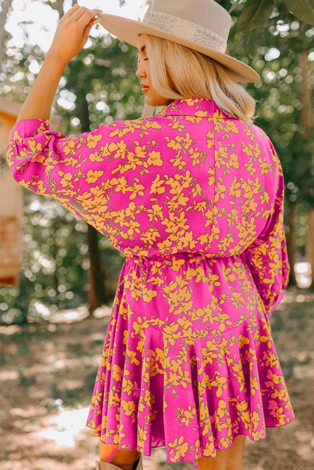 KaleaBoutique Stylish Beautiful Floral Print Drawstring Tunic Flowy Short Dress - KaleaBoutique.com