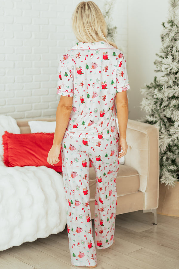 KaleaBoutique Stylish Christmas Spirit Cute Holiday Print Short Sleeve Shirt and Pants 2pcs Pajama Set - KaleaBoutique.com