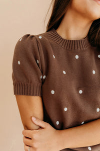 KaleaBoutique Comfortable Elegant Polka Dot Bubble Short Sleeve Sweater - KaleaBoutique.com