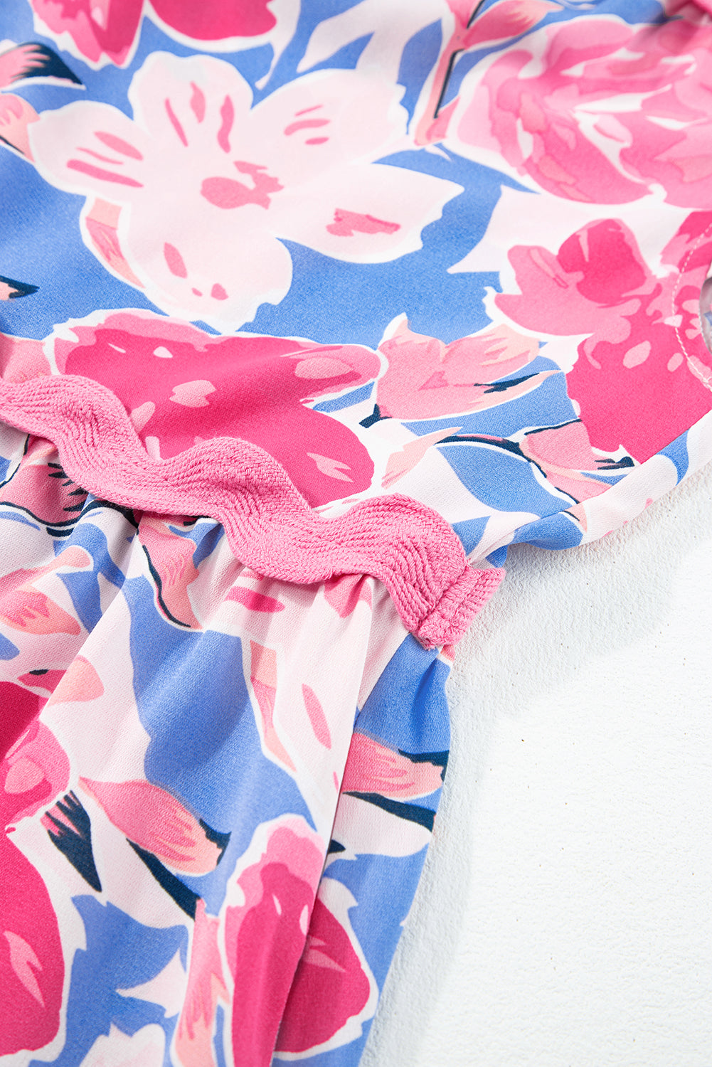 KaleaBoutique Floral Printed V Notched Ric Rac Flutter Sleeve Dress - KaleaBoutique.com