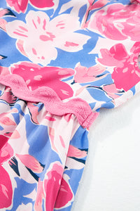 KaleaBoutique Floral Printed V Notched Ric Rac Flutter Sleeve Dress - KaleaBoutique.com