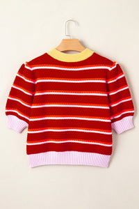 KaleaBoutique Stylish Colorblock Trim Half Sleeve Sweater Top - KaleaBoutique.com