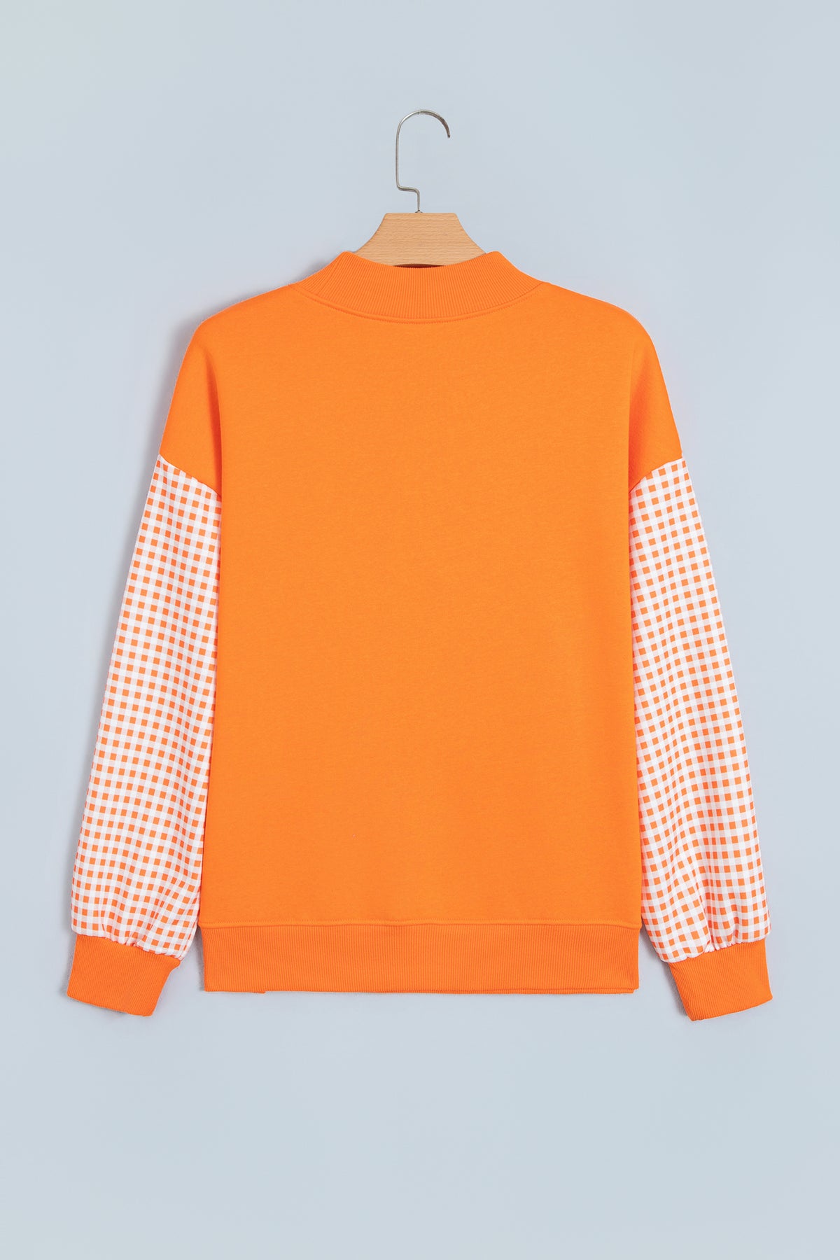 Gingham Plaid Sleeve Colorblock Oversized Pullover Sweatshirt - KaleaBoutique.com