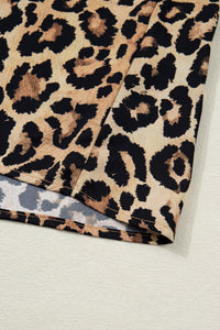 Stylish KaleaBoutique Wild Leopard Print Contrast Striped Frilled Trim Chic Shirt - KaleaBoutique.com