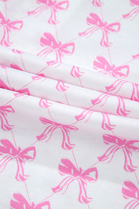 KaleaBoutique Comfortable Bowknot Printed Short Sleeve and Ruffled Shorts Pajama Set - KaleaBoutique.com