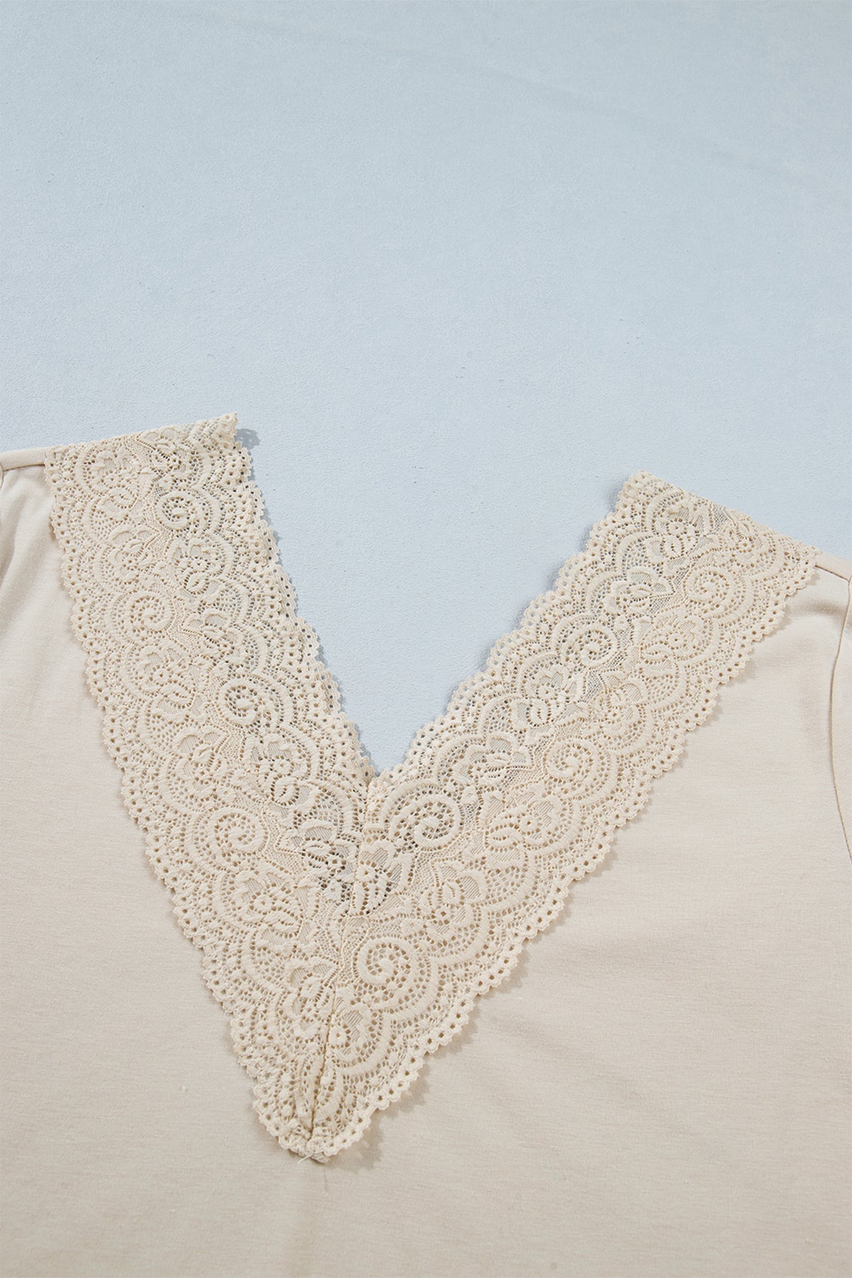 KaleaBoutique Chic Lace Trim V Neck Long Sleeve Patchwork Pullover Top - KaleaBoutique.com