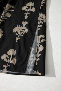 KaleaBoutique Comfortable Floral Print Frilled Collar Short Puff Sleeve Maxi Dress - KaleaBoutique.com