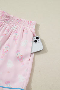 KaleaBoutique Stylish Bow Tie Front Christmas Nutcracker Long Sleeve Shirt Shorts Pajama Set - KaleaBoutique.com