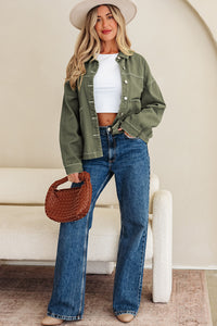 Patched Pocket Collared Button Front Boyfriend Denim Jacket - KaleaBoutique.com