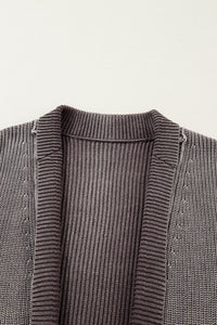 KaleaBoutique Stylish Mineral Wash Exposed Seam Patchwork Knit Open Sweater Cardigan - KaleaBoutique.com