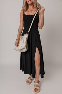 KaleaBoutique Chic Sleeveless Scoop Neck Flared Split Midi Dress - KaleaBoutique.com