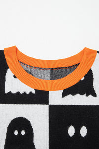 KaleaBoutique Stylish Geometric Ghost Color Block Trim Short Sleeve Knit Sweater - KaleaBoutique.com