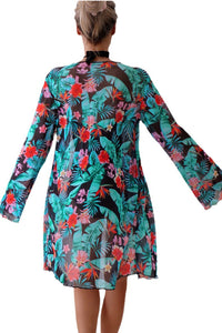 KaleaBoutique Stylish Halter Neck Monokini with Floral Beach Cover Up - KaleaBoutique.com
