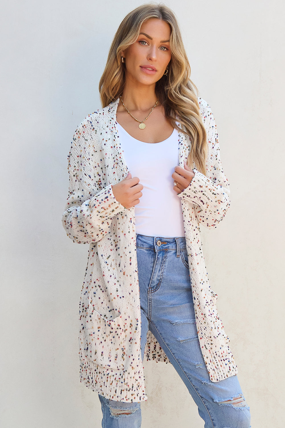 Confetti Rib Knit Long Sleeve Cardigan - KaleaBoutique.com