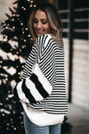 KaleaBoutique Stylish Striped Drop Shoulder Bishop Sleeve Knit Sweater - KaleaBoutique.com